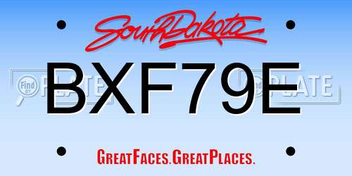 BXF79E South Dakota License Plate