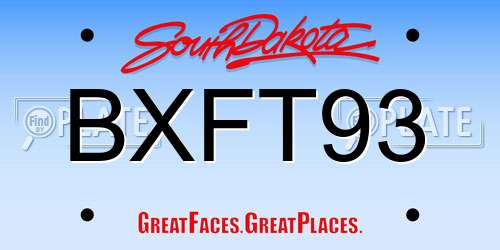 BXFT93 South Dakota License Plate