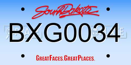 BXG0034 South Dakota License Plate