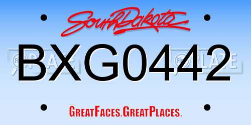 BXG0442 South Dakota License Plate