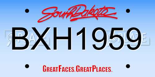 BXH1959 South Dakota License Plate