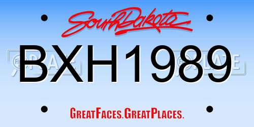 BXH1989 South Dakota License Plate
