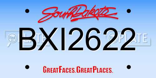 BXI2622 South Dakota License Plate