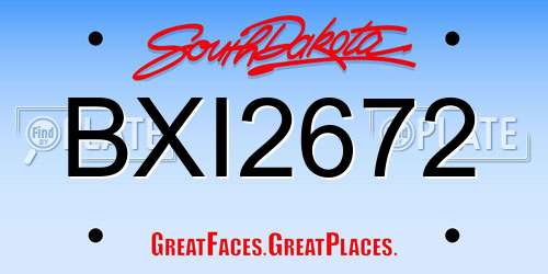 BXI2672 South Dakota License Plate