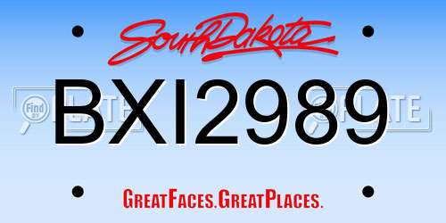 BXI2989 South Dakota License Plate
