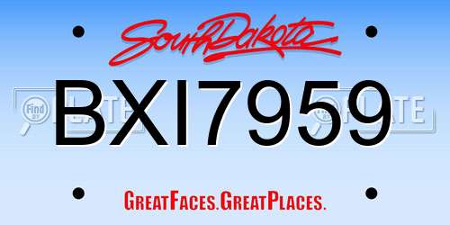 BXI7959 South Dakota License Plate
