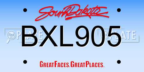 BXL905 South Dakota License Plate