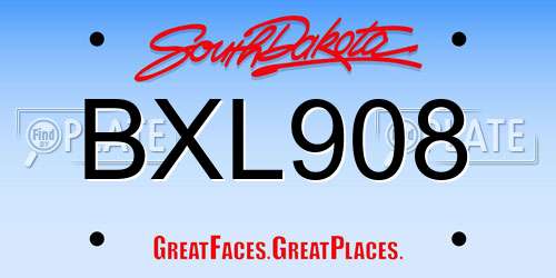 BXL908 South Dakota License Plate