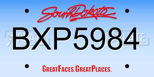 BXP5984 South Dakota License Plate