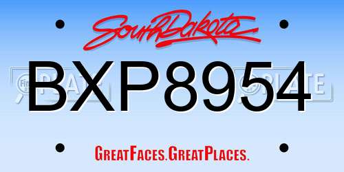 BXP8954 South Dakota License Plate