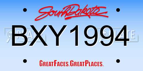 BXY1994 South Dakota License Plate