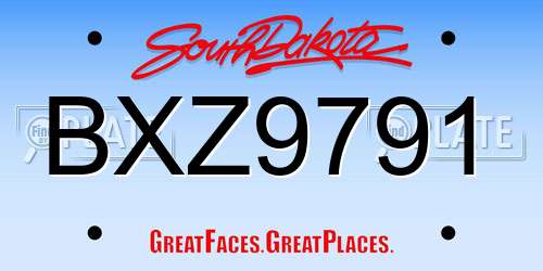 BXZ9791 South Dakota License Plate