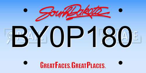 BY0P180 South Dakota License Plate