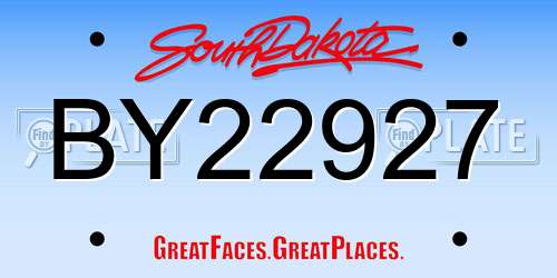BY22927 South Dakota License Plate