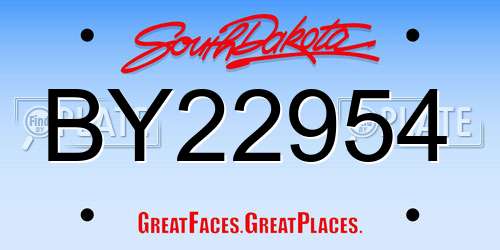 BY22954 South Dakota License Plate