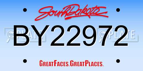 BY22972 South Dakota License Plate