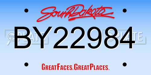 BY22984 South Dakota License Plate