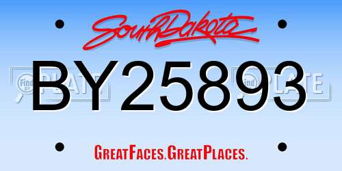 BY25893 South Dakota License Plate