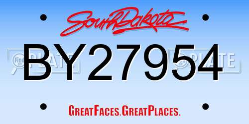 BY27954 South Dakota License Plate