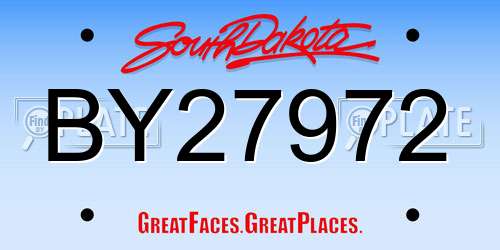 BY27972 South Dakota License Plate