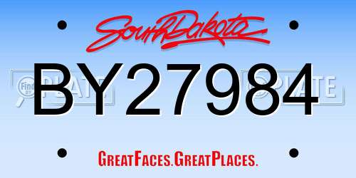 BY27984 South Dakota License Plate