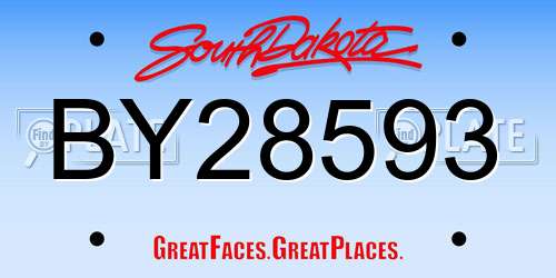 BY28593 South Dakota License Plate
