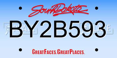 BY2B593 South Dakota License Plate