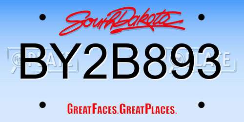 BY2B893 South Dakota License Plate