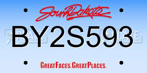 BY2S593 South Dakota License Plate