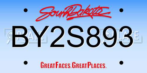 BY2S893 South Dakota License Plate