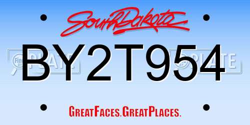BY2T954 South Dakota License Plate