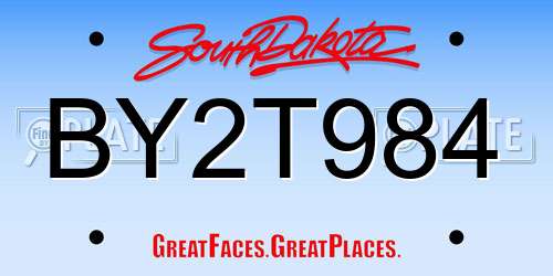 BY2T984 South Dakota License Plate