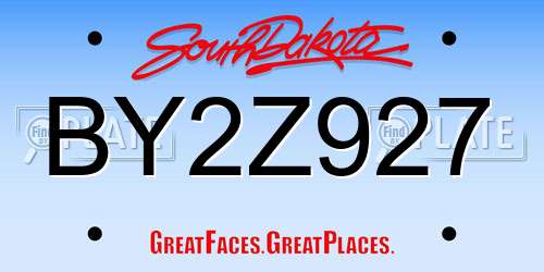 BY2Z927 South Dakota License Plate