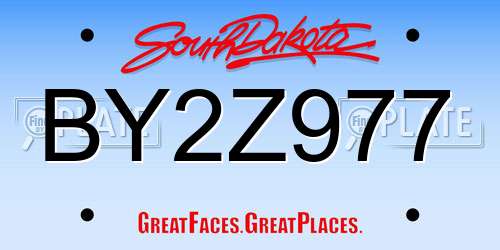 BY2Z977 South Dakota License Plate