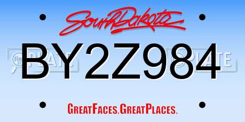 BY2Z984 South Dakota License Plate