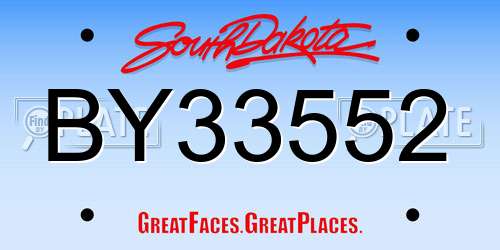 BY33552 South Dakota License Plate