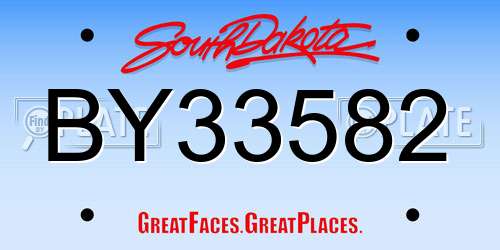 BY33582 South Dakota License Plate