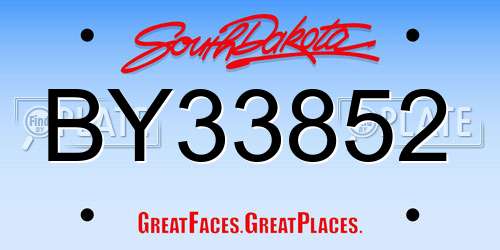 BY33852 South Dakota License Plate