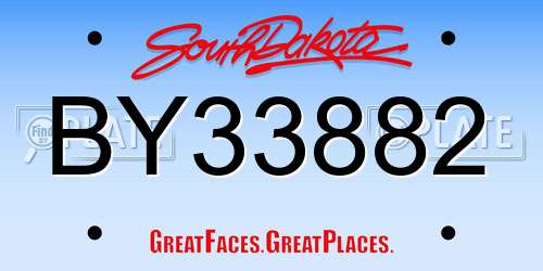 BY33882 South Dakota License Plate