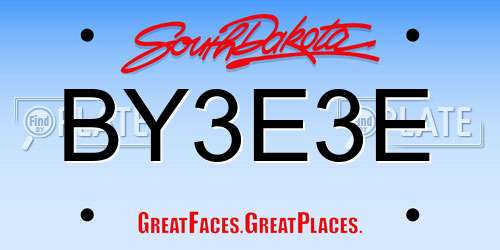 BY3E3E South Dakota License Plate
