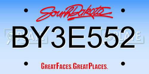 BY3E552 South Dakota License Plate