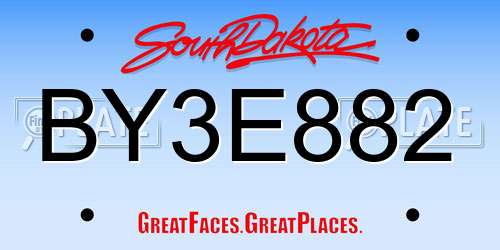 BY3E882 South Dakota License Plate