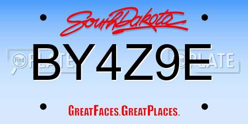 BY4Z9E South Dakota License Plate