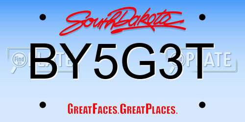 BY5G3T South Dakota License Plate