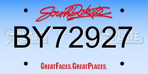 BY72927 South Dakota License Plate