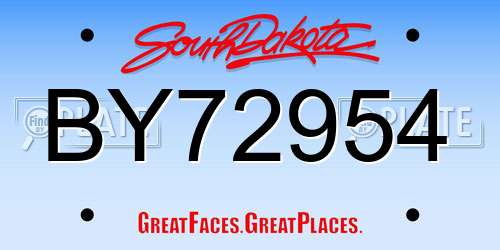 BY72954 South Dakota License Plate