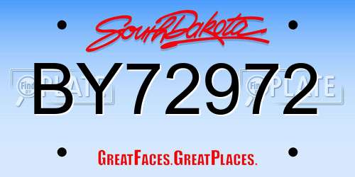 BY72972 South Dakota License Plate