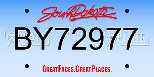BY72977 South Dakota License Plate
