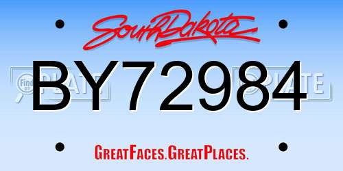 BY72984 South Dakota License Plate