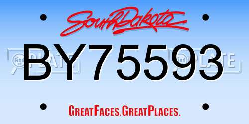 BY75593 South Dakota License Plate